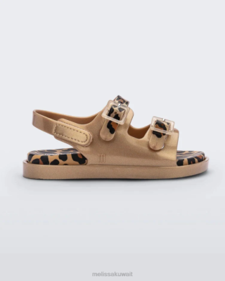Melissa صندل عريض صغير II - بيبي ذهبي/بني - Melissa Shoes Kuwait 40TN514